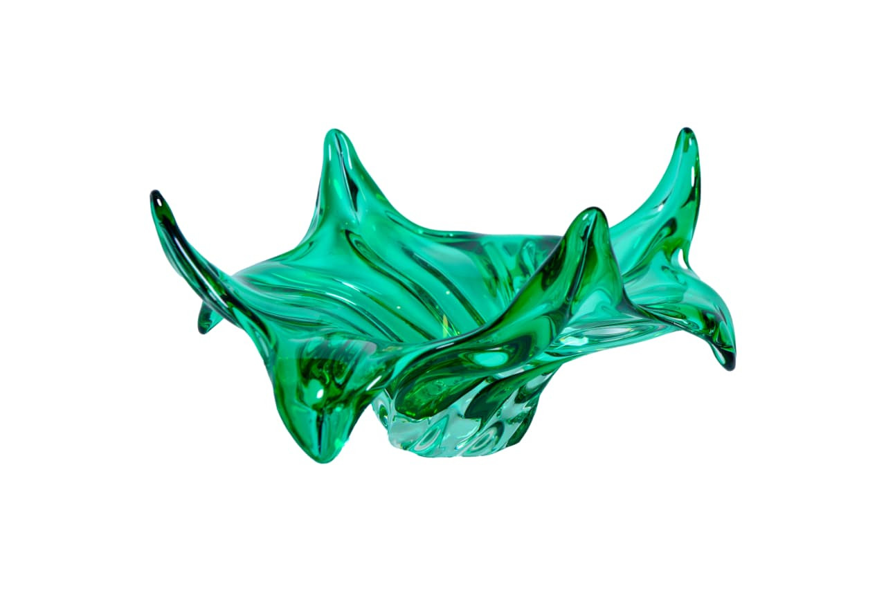 Coupe décorative en verre vert moderne