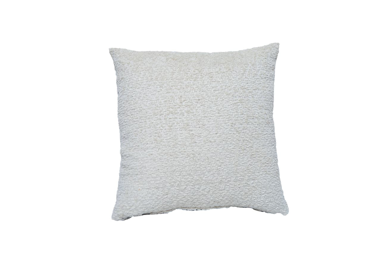Coussin décoratif blanc à texture bouclée
