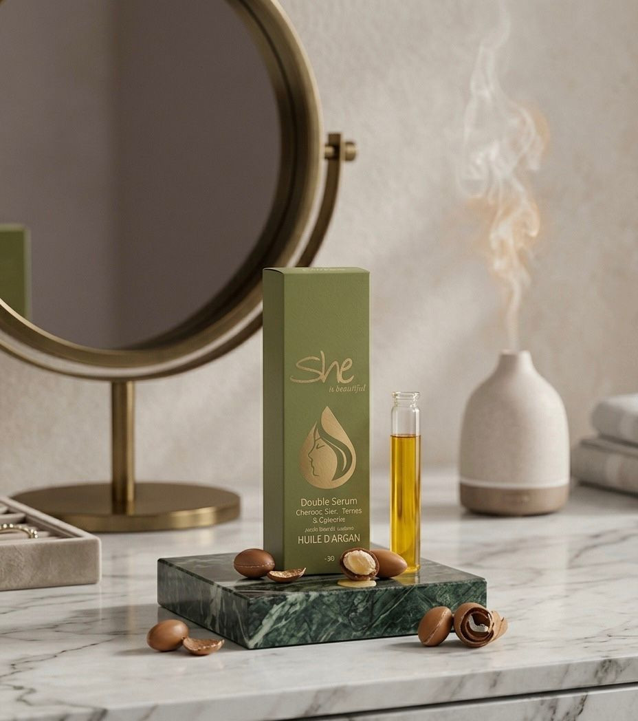 She is beautiful Huile D’Argan Double Serum – Soin Capillaire Nourrissant à l'Or Liquide du Maroc